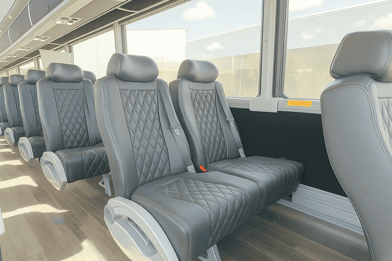 interior of Coach Bus Longmont charter bus