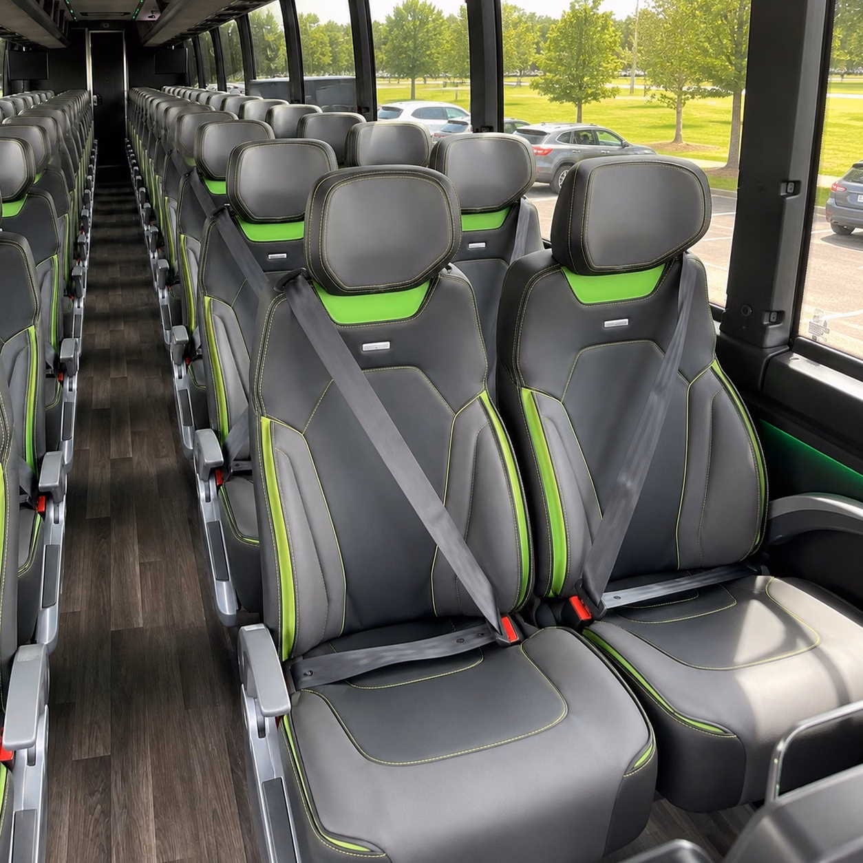 56 passenger charter bus inside